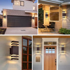 DASTOR 4 Pack Outdoor Wall Lights, Brown Exterior Lighting Fixtures Wall Mount, 2-Layer Modern Outdside Lights for House, Up and Down Outdoor Sconce Lights for Porch Patio Garage - Image 6