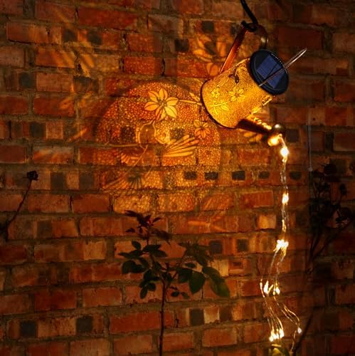 2 Pack Solar Watering can with Lights,Hummingbird Pattern+Butterfly Pattern - Image 4