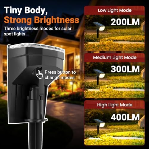 AUDERWIN Solar Spot Lights Outdoor Waterproof 12 Pack Warm White - Image 3