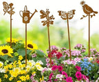 Garden Decorations 5pcs Rusty Metal Stakes - Rustic Outdoor Decor -of Rust-Look Stakes for, Patio Balcony - Vintage Yard Art with Handcrafted Appeal - Image 5