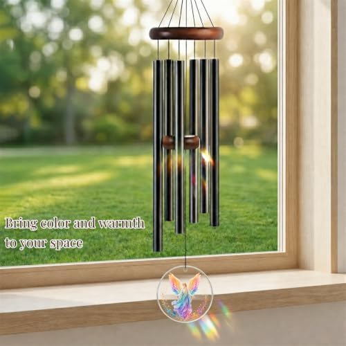 Angel Wind Chimes for Outside, Deep Tone Outdoor Wind Chime with Colorful Wind Catcher, 6 Aluminum Tubes, Garden Porch Patio Decor, Memorial & Birthday Gift - Image 6