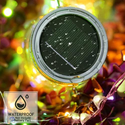 SmilingTown 30 LED 12 Packs Solar Lights Mason Jars Lids String Lights Solar Lantern Hanging Lights for Yard Garden Wedding Christmas Decorations (NO Jars) - Image 4