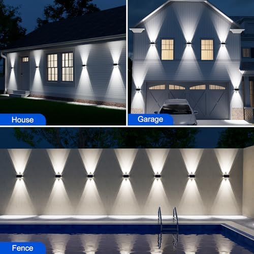 4 Pack Cool White Solar Power Fence Wall Light Outside Up and Down - Image 6