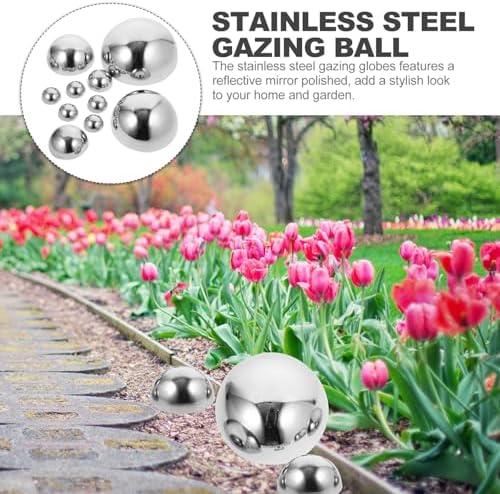 10pcs Stainless Steel Half Gazing Globe Garden Mirror Ball Set Polished Reflective Outdoor Metal Half Sphere Decor for Pond and Patio - Image 7