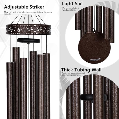 Extra Large Wind Chimes for Outside Deep Tone - 58'' Outdoor Clearance, Deep Tone Wind Chimes, Memorial Wind Chime, Sympathy Gift, Patio Yard, Home Décor, Bronze (58" Bronze) - Image 4