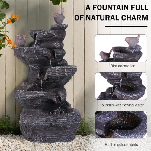 Resin Stone Imitation Waterfall with LED Lights Desktop Waterfall - Image 3