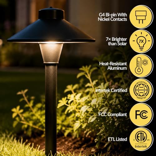 Outdoor Pathway Light – Low Voltage Landscaping Lighting (4 Pack) – Black - Image 5