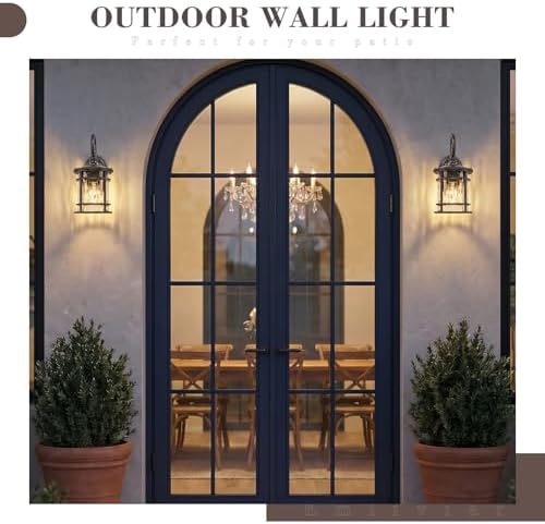 Emliviar Outdoor Porch Light Fixture, 12.4" Outside Wall Mount Lighting for Entryway, Exterior Wall Sconce Lamp with Water Ripple Glass, Oil Rubbed Bronze Finish, XE229BWG-S ORB - Image 2