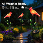 2 Pack Cardinal Garden Decor Red Bird Figurine Solar Lights Garden Stakes Decorative, Cardinal Outdoor Decor for Yard Patio Porch Lawn Ornaments Christmas Memorial Gifts Cemetery Decorations - Image 5