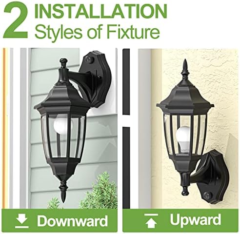 EMART Dusk to Dawn Plastic Outdoor Wall Light Fixtures(2 Pack, Black) - Image 4