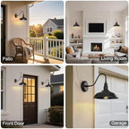 Black Gooseneck Barn Light for Farmhouse 10 Inch Dome Exterior Lights Fixture with Wall Mount, Outdoor Wall Sconce for Garage Porch Patio - Image 6