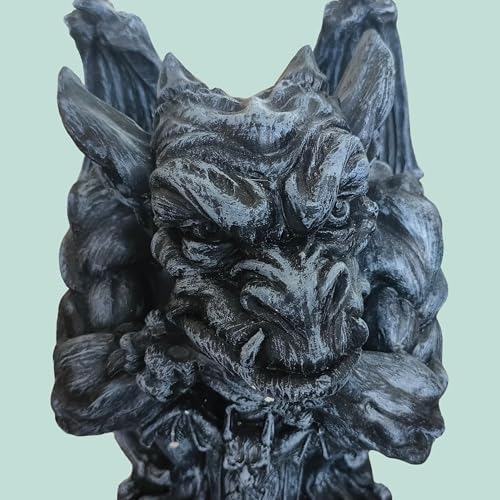 Relaxdays Gargoyle Gothic Figurine, H x W x D: 42 x 28 x 28 cm, Polyresin, UV-Resistant, Weatherproof Garden Decoration, Grey - Image 6