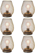 NEEDOMO Set of 6 Battery Operated Lamp Outdoor Table Lantern, LED Metal Cage with Timer Mode, Vintage Decorative Lights Cordless Lamp Indoor Outdoor Patio Bedroom Living Room (Golden) by NEEDOMO-LightUpYourSpace