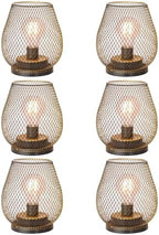 NEEDOMO Set of 6 Battery Operated Lamp Outdoor Table Lantern, LED Metal Cage with Timer Mode, Vintage Decorative Lights Cordless Lamp Indoor Outdoor Patio Bedroom Living Room (Golden) by NEEDOMO-LightUpYourSpace