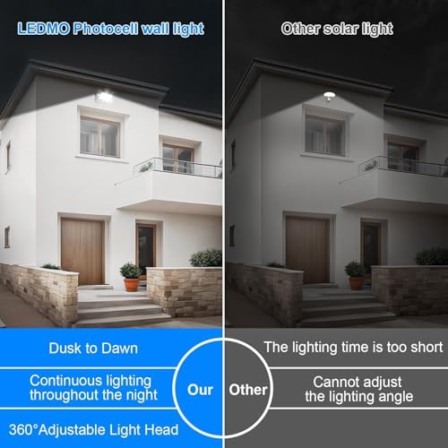 ledmo 150W LED Wall Light, 18000LM Super Bright Commercial Outdoor LED Wall Pack 360 ° Rotatable Dusk to Dawn Security Flood Lighting with Photocell IP65 5000K Modern Black Square4 Pack - Image 6