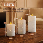 Amagic Real Wax Flameless Candles with Embedded String Lights 3 Pcs. White - Image 6