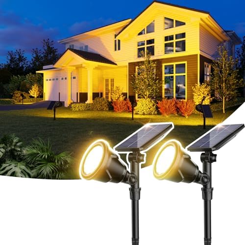 ROSHWEY Solar Spot Lights Outdoor Spotlight 18 LED Waterproof Landscape Spotlight for Garden Lawn Backyard Patio Porch Wall Deck Garage (WarmWhite- 2 Pack) by ROSHWEY
