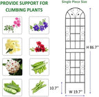 6 Pack Metal Garden Trellis 86.7" Tall Outdoor Climbing Plant Support for Roses, Flowers, Rustproof Durable Black Galvanized Tube, Lawn Garden Fence Decor Screen, 86.7" H - Image 4