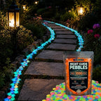 Colorful Glow in the Dark Garden Stones, Luminous Pebbles Stones for Walkway Landscaping, Glowing Stepping Rocks for Fish Tank Aquarium Decor, Resin Gravel Ornaments, Garden Outdoor (1000, Orange) by LSMARZJZ