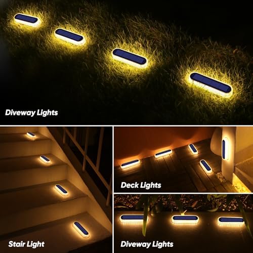 YiLaie Stick on Solar Deck Step Dock Stair Lights for Outside Solar Powered - Image 6