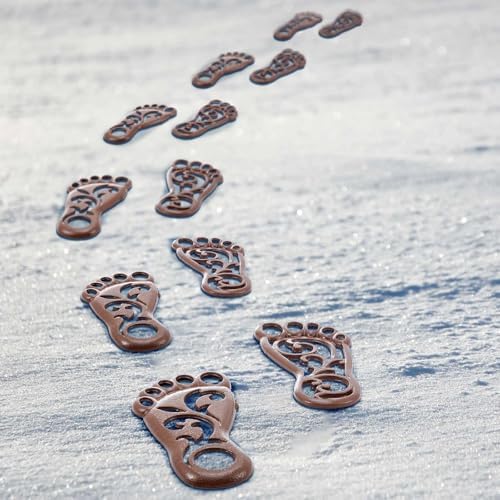 Hicarer 2 Sets Cast Iron Garden Stake Down Stepping Stones Feet Heavy Duty Footprint Stepping Mat Walking Stones for Garden Walkway Decor Cast Iron Flagstone Lawn Panel Walkway Landscaping Outdoor - Image 6