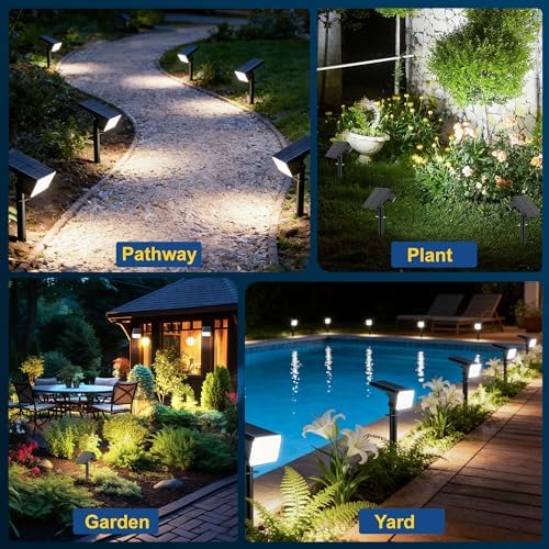 LANSOW 12 Pack Solar Spot Lights Outdoor Waterproof IP65, (90 LED/4 Modes) Solar Landscape Spotlights, 2-in-1 Solar Powered Flood Lights for Yard Garden Pathway Outside Tree, Auto ON/Off(Cool White) - Image 3