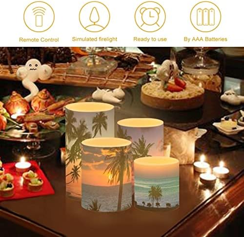 Flameless Light Candles for Home Decor, Battery Operated Candles with Color Changing Timer Remote Control 3'' 4'' 5'' 6'' Fake Pillar Candles Tealights, Coconut Tree Various - Image 3