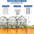 26 Pack Decorative Garden Fence, 22in X 28ft Arched No Dig Fence Border, Garden Edging Border, Rustproof Metal Animal Barrier with Ground Stake for Dog, Rabbit, Outdoor Yard Patio Decor - Image 2