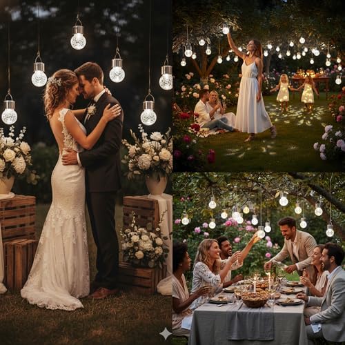 Solar Hanging Lights,Cracked Glass Globes Outdoor Waterproof Decorative Garden Lanterns Outside Trees Ornaments for Balcony Backyard Yard Decor Women Mom Grandma Gifts 8 Pack (Cold White) - Image 3