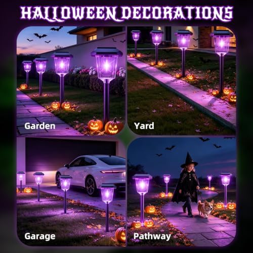 16Pack Purple Solar Halloween Lights outdoor, Pathway Halloween Decorations - Image 3
