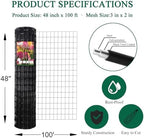 Black PVC Coated Welded Wire Fence 48" x 100' Roll, 2"x3" Mesh, 16 Gauge - Image 3