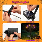 VOOKRY 10 Pack Halloween Decorations Outdoor, 60 LED Solar Firefly Lights Outdoor Waterproof Swaying Scary Solar Halloween Lights for Yard Garden Pathway Lawn Party Decor, Orange & Purple - Image 5