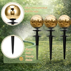Tandefio 3 Pcs Garden Hose Guide Spike 13.5'' Decorative Ball, Gold - Image 3