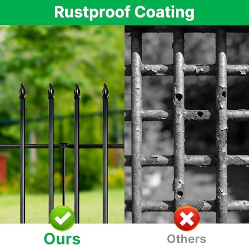 Thealyn 42" H x 12.5 Ft Metal Garden Fence with Gate, 5 Panels - Image 6