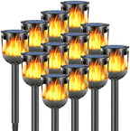 Solar Tiki Torches with Flickering Flame - Solar Lights Outdoor Waterproof, Auto On/Off, Solar-Powered Decorative Lighting for Garden, Yard, Landscape, Patio, Driveway, Walkway, Pathway (12) by FITSAN