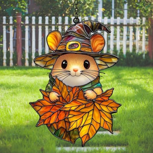 Cute Little Mouse Autumn Acrylic Suncatcher by AVAGAN