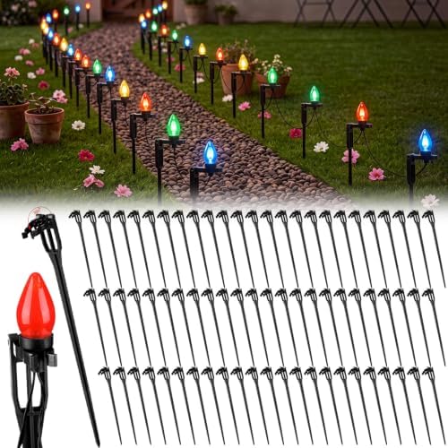 Suzile 100 Pcs Christmas Plastic Light Stakes 15'' Tall Xmas Yard Stakes by Suzile