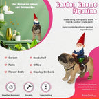 Funny Guy Mugs Garden Gnome Statue - Gnome Riding a Pug - Indoor/Outdoor Garden Gnome Sculpture for Patio, Yard or Lawn - Image 2