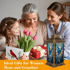 Solar Lantern Retro Geometric Bird Stained Outdoor Waterproof Garden Hanging Lantern Solar Powered Lighting Outside Solar Light for Patio Yard Camping, Gifts for Women Mom - Image 7