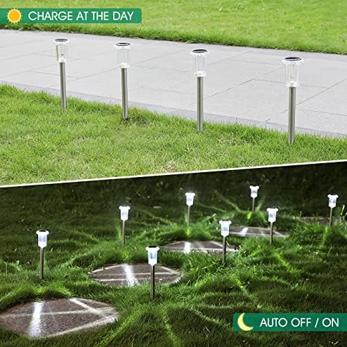 Eyrosa Solar Lights Outdoor, 15 Pack Waterproof Stainless Steel Solar Stake Lights for Pathway Garden Yard Path Walkway Driveway Lawn Patio Outside Decor, Cool White - Image 4