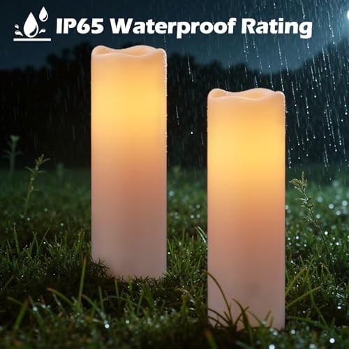 GenSwin Solar Candles Outdoor Waterproof Lantern Ivory White 4 x 14 in - Image 5