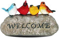 Bird Welcome Sign Stone Statue for Yard Patio Lawn Multicolored Indoor Outdoor Outside Birdy Garden Decor Funny Fairy Ornaments Figurine Home Decorations by memeyou