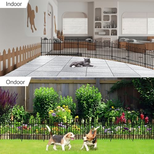 10 Panels No Dig Animal Barrier Fence, 13in(H) x 14ft(L) Garden Edging Border Fencing, Rustproof Metal Stakes Decorative Garden Fence, Dog Digging Defense Fencing Barrier for Outdoor, Yard, Patio - Image 6