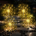 Solar Garden Firework Lights Outdoor Waterproof, 4 Pack Solar Lighting with 8 Lighting Modes, 120 LED Sparklers String Lights for Outside Decor Yard Pathway Decorations(Warm) by AureateHorizon