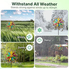 Wind Spinners Outdoor, 84" Large Metal Kinetic Wind Sculptures for Garden, Colorful Yard Art with 2 Piece Welcome Flag Decoration - Image 6