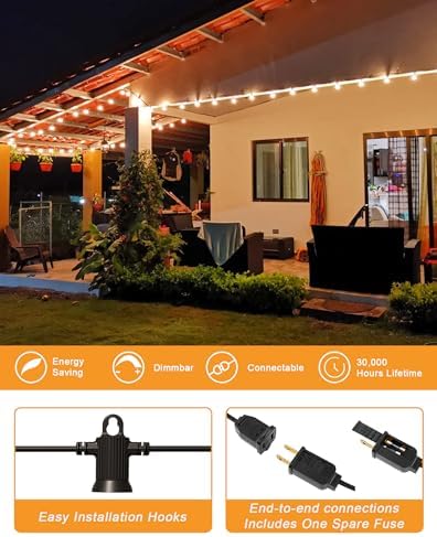 Zuske Outdoor String Lights, 150FT G40 LED IP65 Waterproof Patio Lights - Image 4