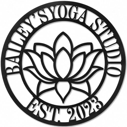 Personalized Yoga Studio Metal Sign Custom Lotus Wall Decor with Name and EST Year Round Meditation Room Plaque for Spa Wellness Studio Home Gym Entryway Gift by HZYCYYFC