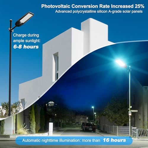 Solar Street Lights Outdoor Waterproof, 30000LM Commercial Solar Pole Light with Motion Sensor & Remote Control, Dusk to Dawn Solar Parking Lot Lights for Street, Security,Yard (Extra Large 2pack) - Image 4