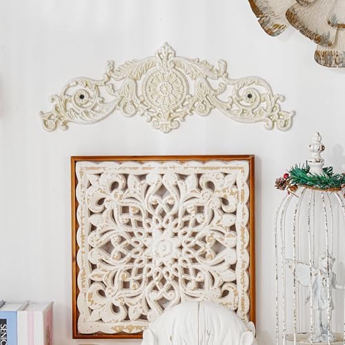 Sungmor Vintage White Cast Iron Wall Decor -17.5in Scroll and Floral Design - Image 2