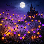 VOOKRY 10 Pack Halloween Decorations Outdoor, 60 LED Solar Firefly Lights Outdoor Waterproof Swaying Scary Solar Halloween Lights for Yard Garden Pathway Lawn Party Decor, Orange & Purple by VOOKRY